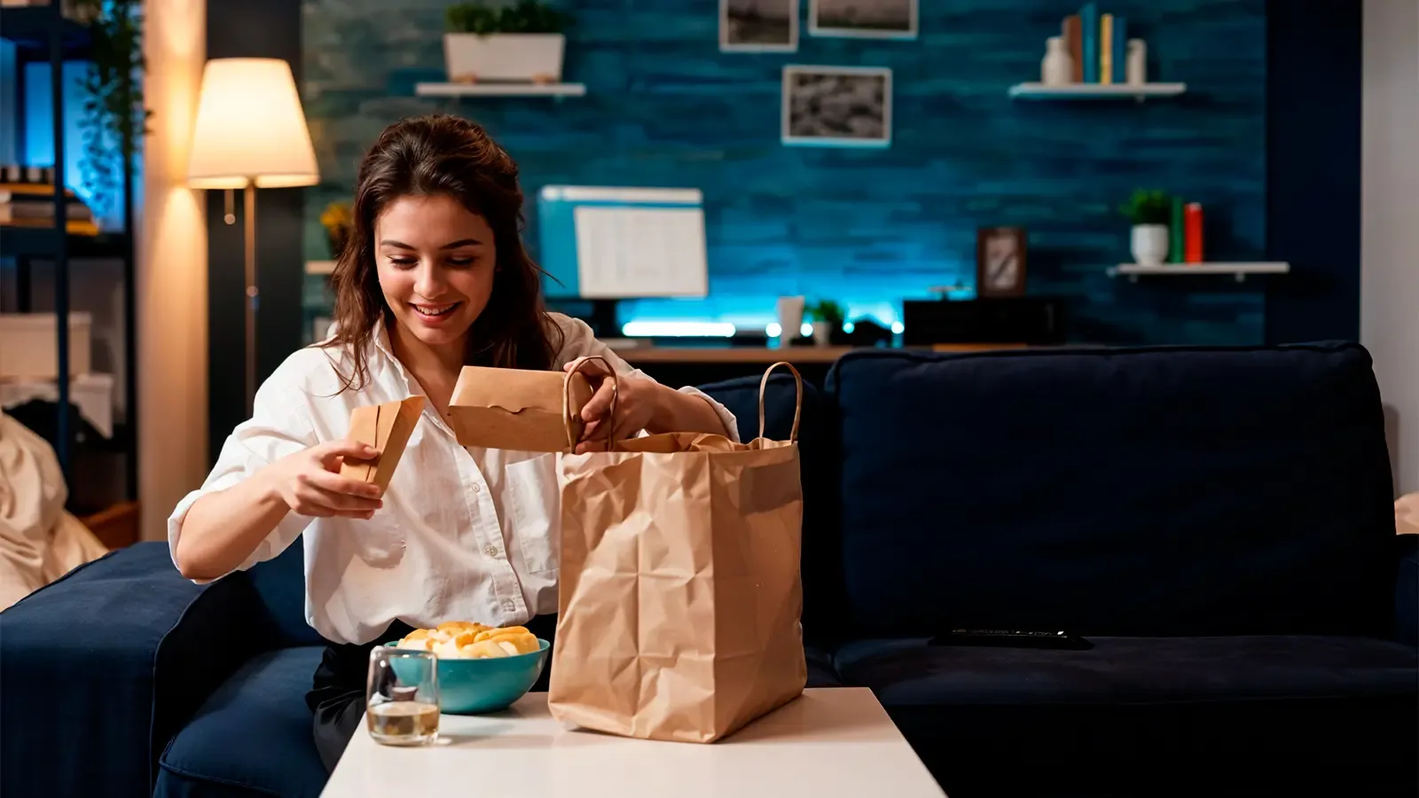 Woman ordering her dinner online