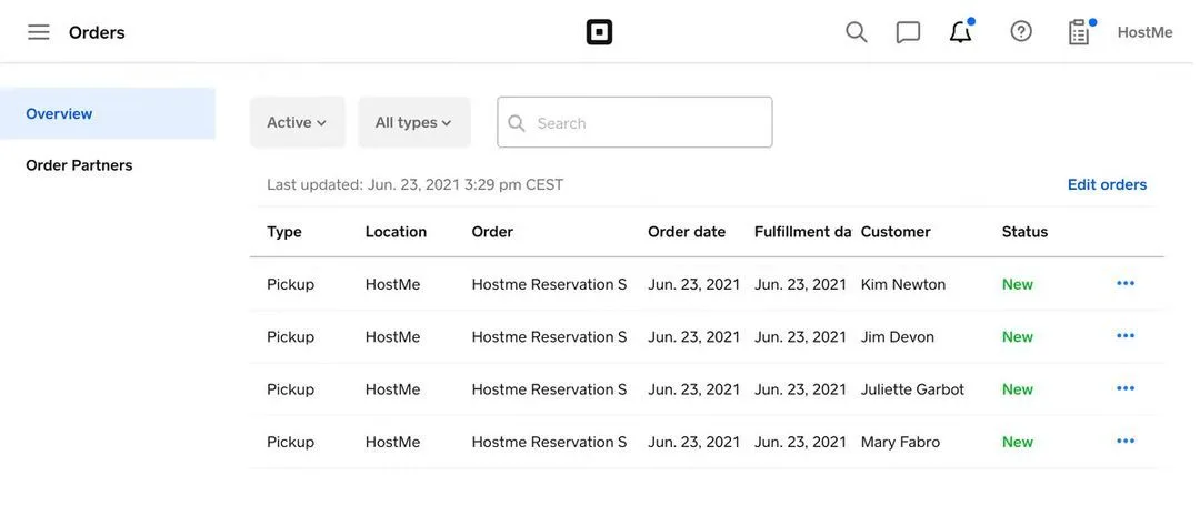 Screenshot of Hostme online ordering app