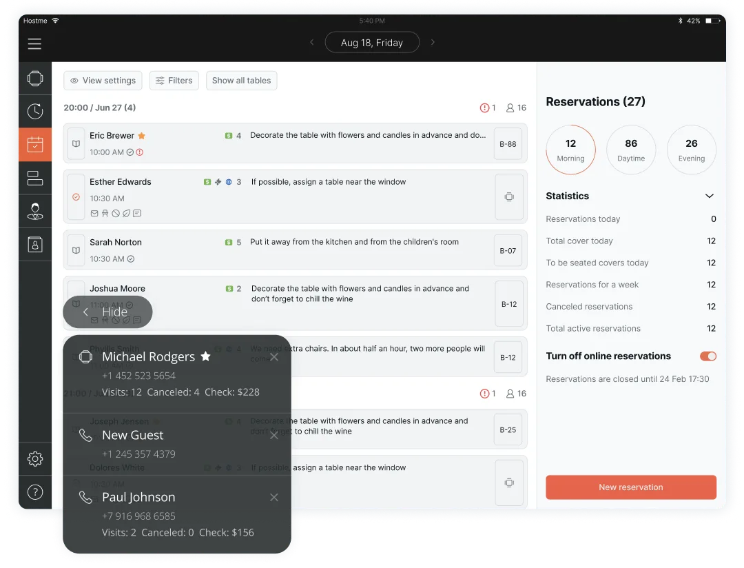 Manage restaurant reservations with Hostme