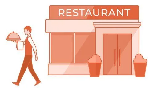 Server walking to a table with their order
