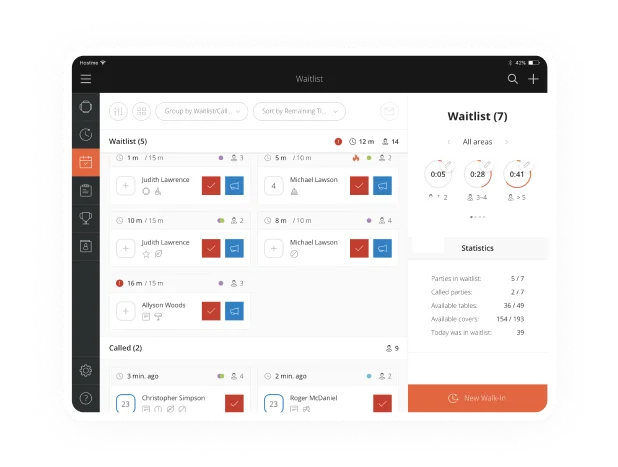 Screenshot of Hostme restaurant booking app