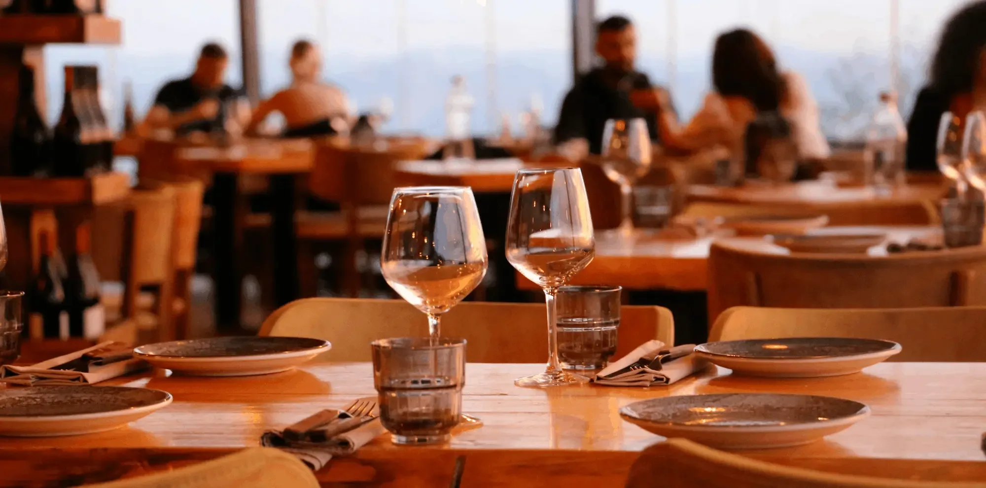 Restaurant guests enjoying a meal 