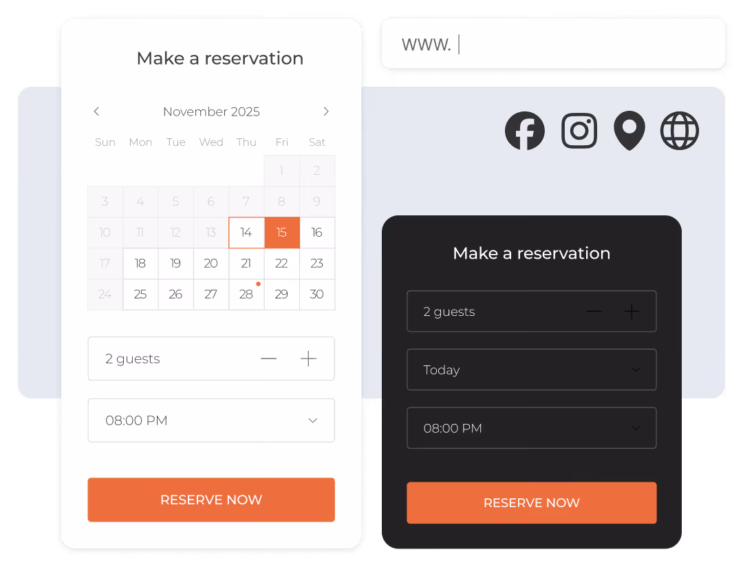 Hostme widget interface and decorative elements