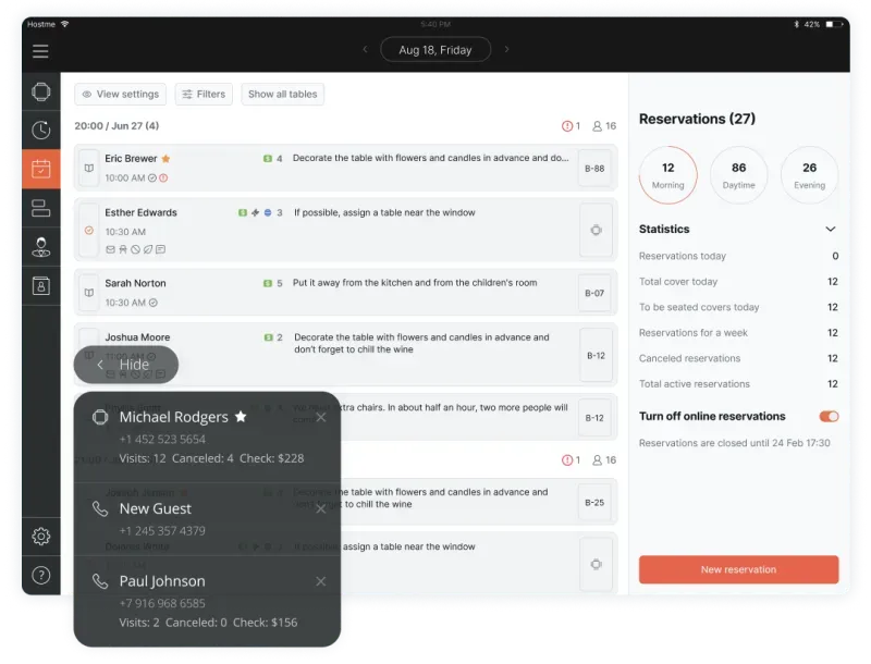 Online Reservation System for Restaurants